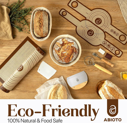 Sourdough Bread Baking Kit - with 10" Round & 11" Oval Rattan Banneton Proofing Baskets, Liners, Bread Lame, Danish Whisk & Scrapers for Home Bakers