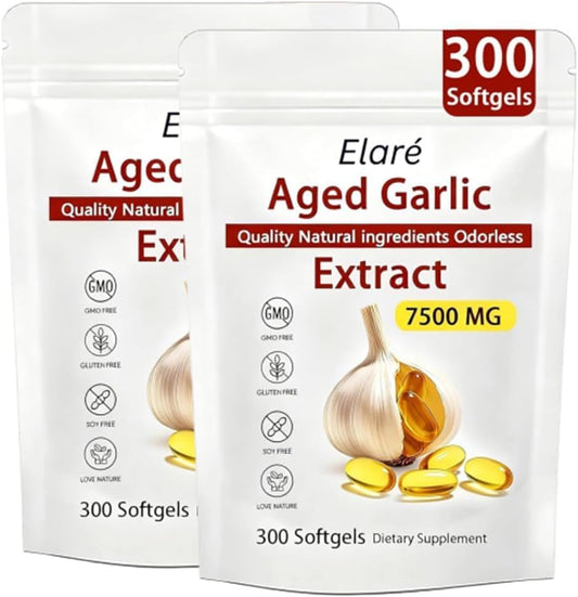 Aged Garlic Extract Capsules, Odorless Garlic 15:1 Extract Formula - 600 Count, Garlic Supplement, 2-Year Matured - for Heart & Immune Support, Non-GMO, Gluten-Free