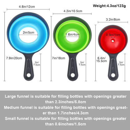Metal Stainless Steel Funnel, Large Medium Small Funnel Set of 3, Food Grade Mini Funnels for Kitchen Use Filling Bottles Flask Cooking, 2 Brushes