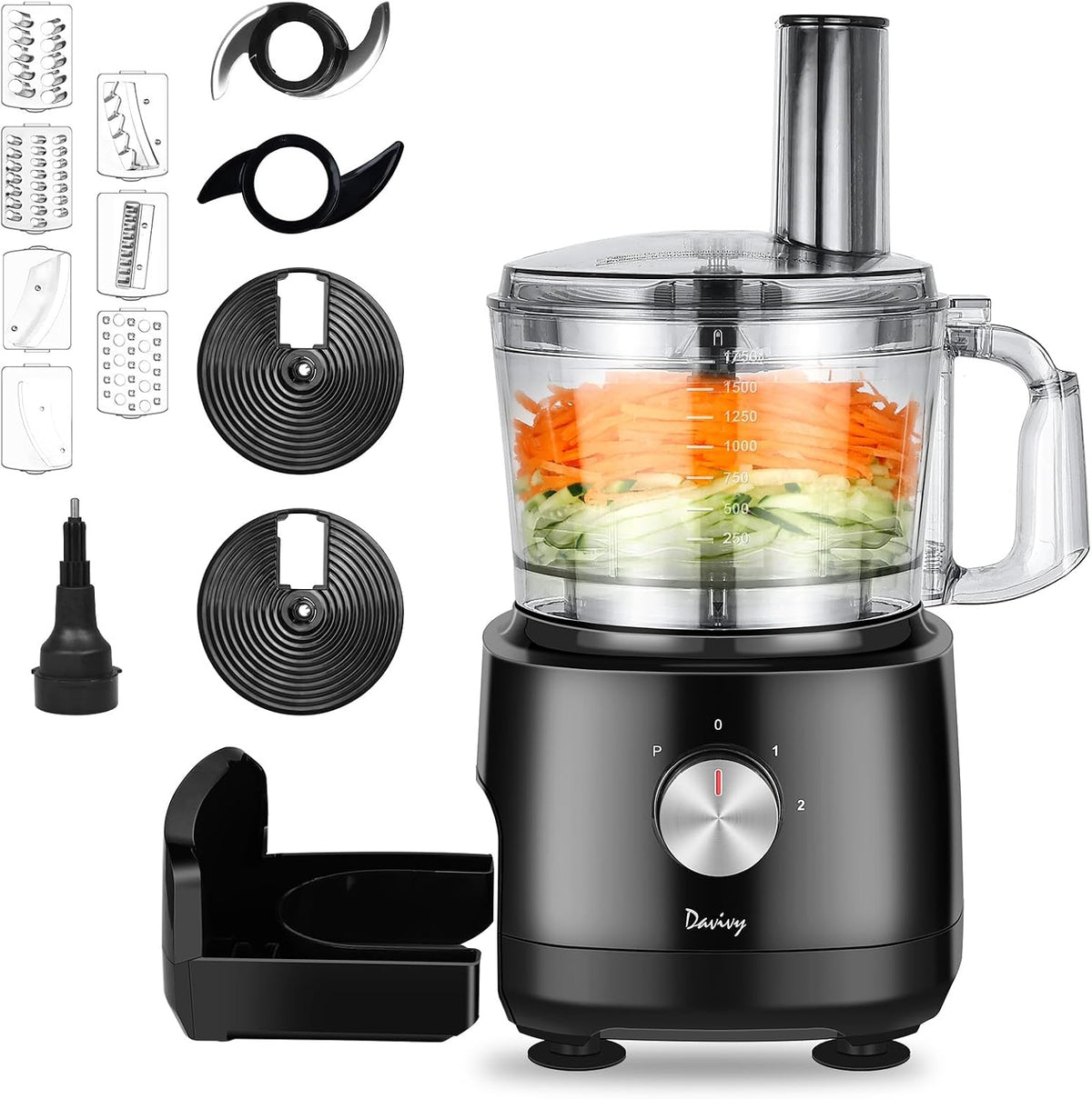 7-Cup Food Processor with Storage Drawer, 9-Blade for Home Meal Prep