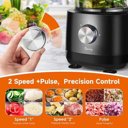 7-Cup Food Processor with Storage Drawer, 9-Blade for Home Meal Prep