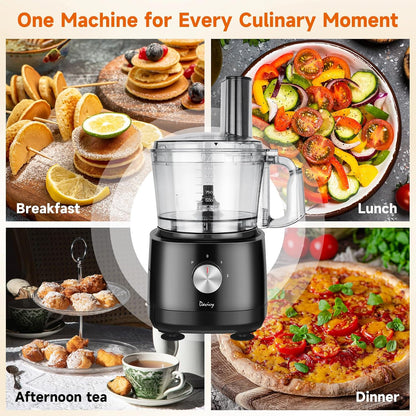 7-Cup Food Processor with Storage Drawer, 9-Blade for Home Meal Prep