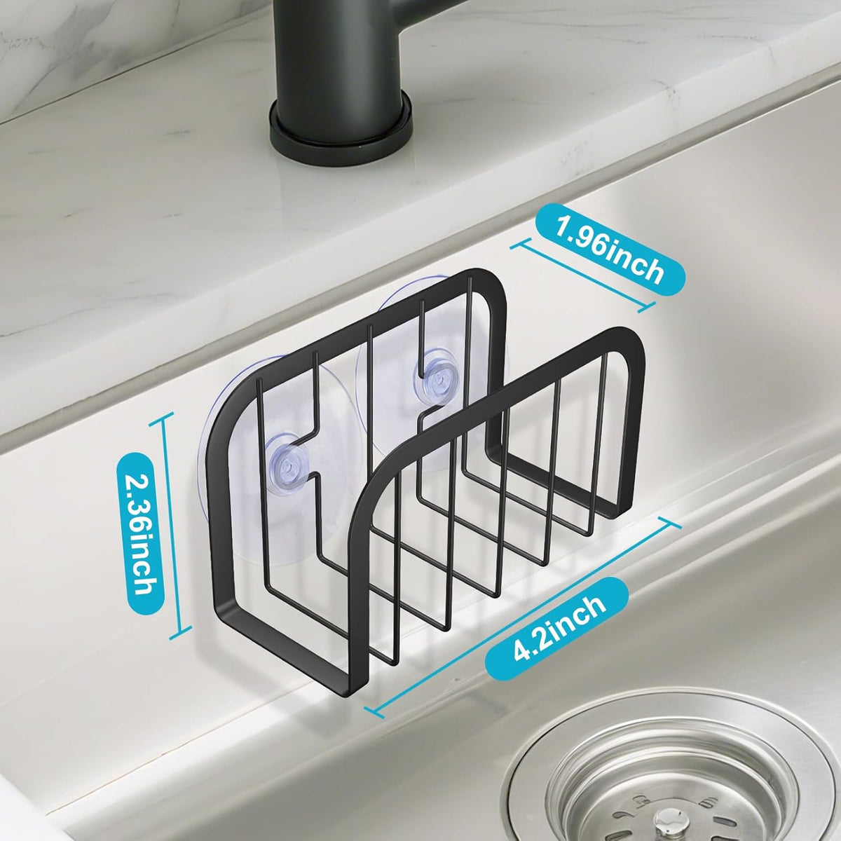 Sponge Holder for Kitchen Sink,Kitchen Sink Caddy with Sponge Holder-Black