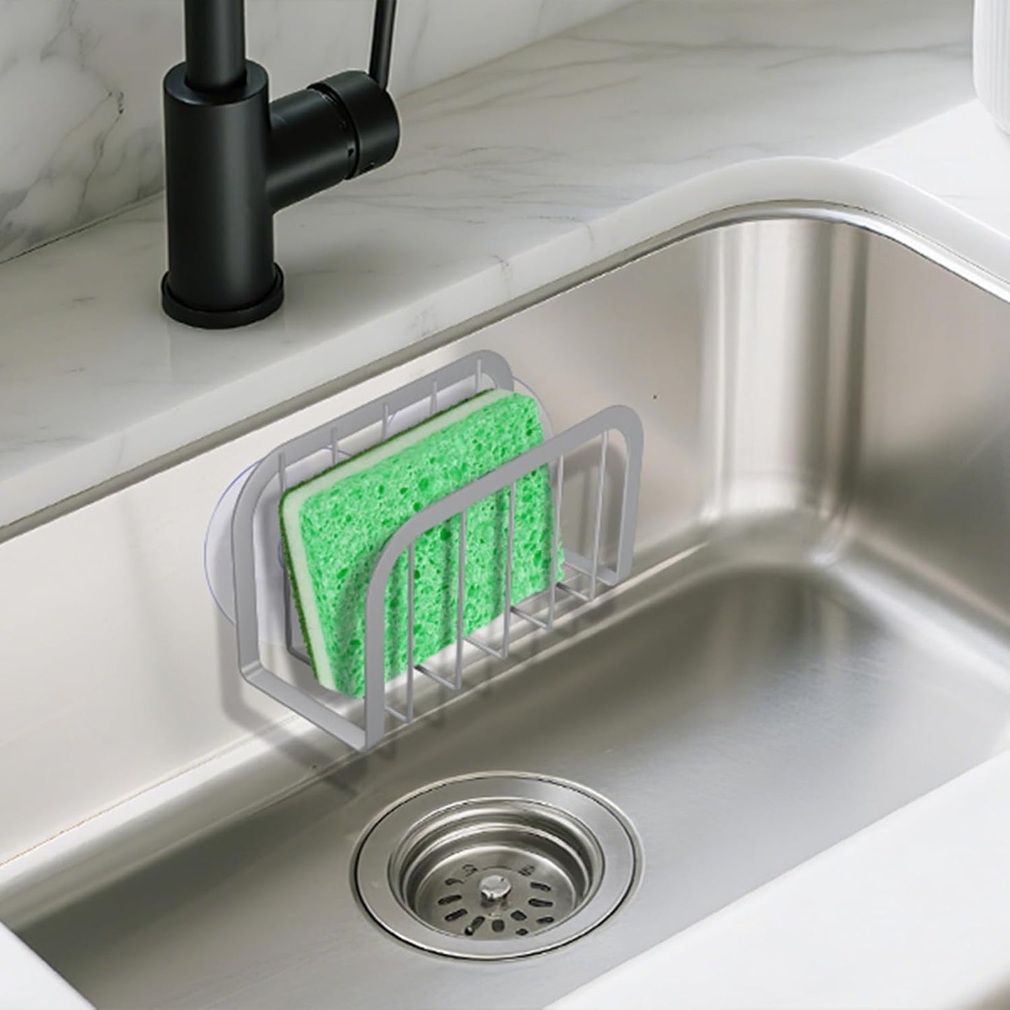 Sponge Holder for Kitchen Sink,Kitchen Sink Caddy with Sponge Holder-Black