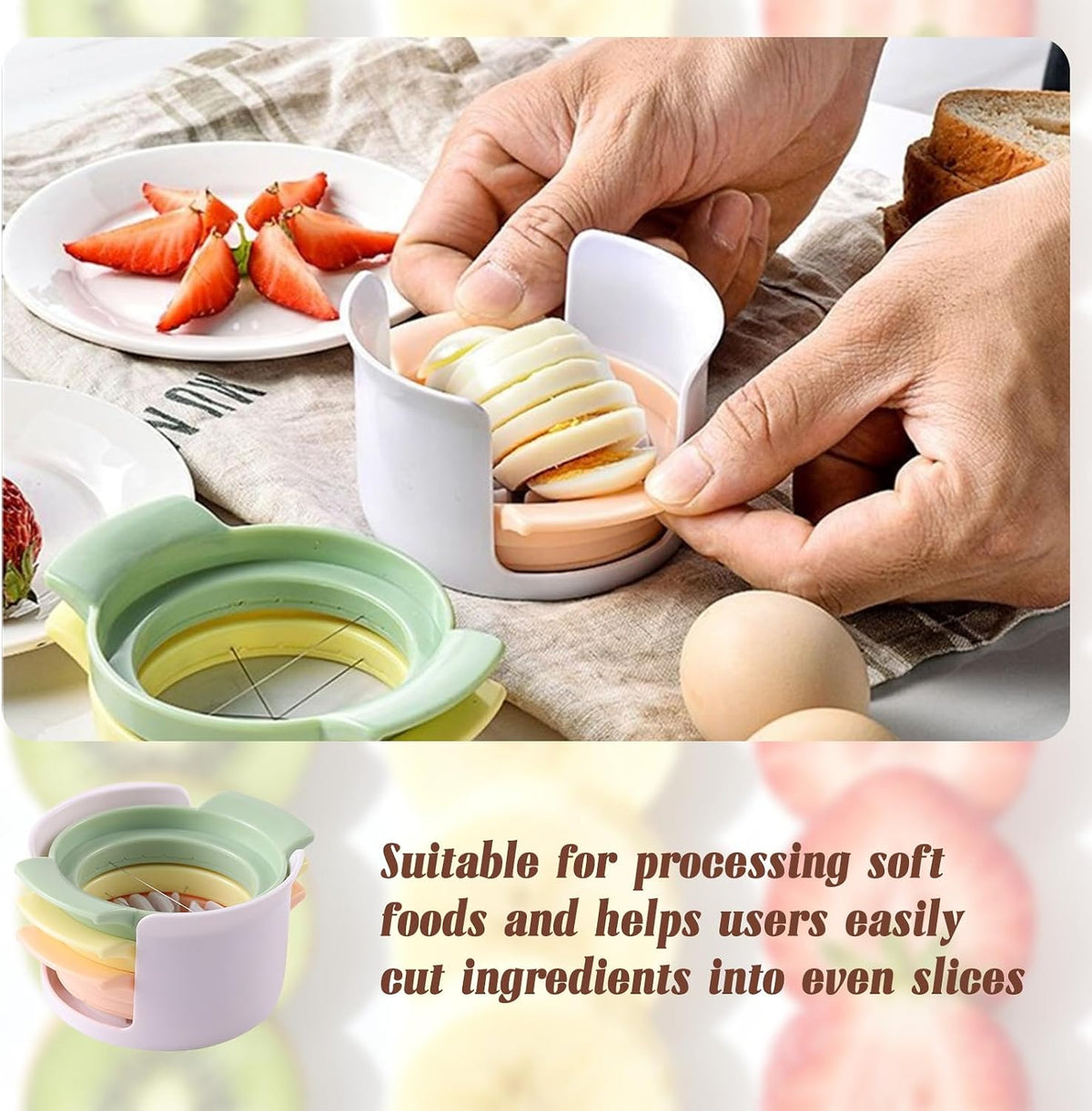 Egg Slicer for Hard Boiled Eggs,Strawberry Slicer Cutter,Fruit Cutter