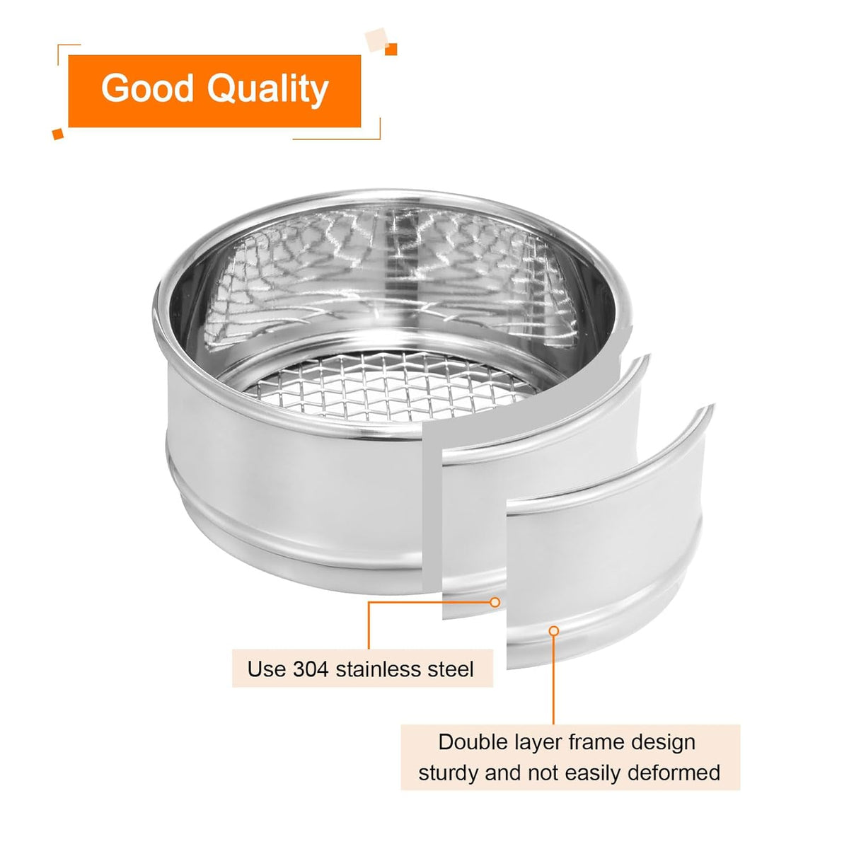 150 Mesh Lab Sieve, 4" Diameter Test Sieve 304 Stainless Steel Wire Cloth (0.1mm) for Industrial Laboratory - Colors A