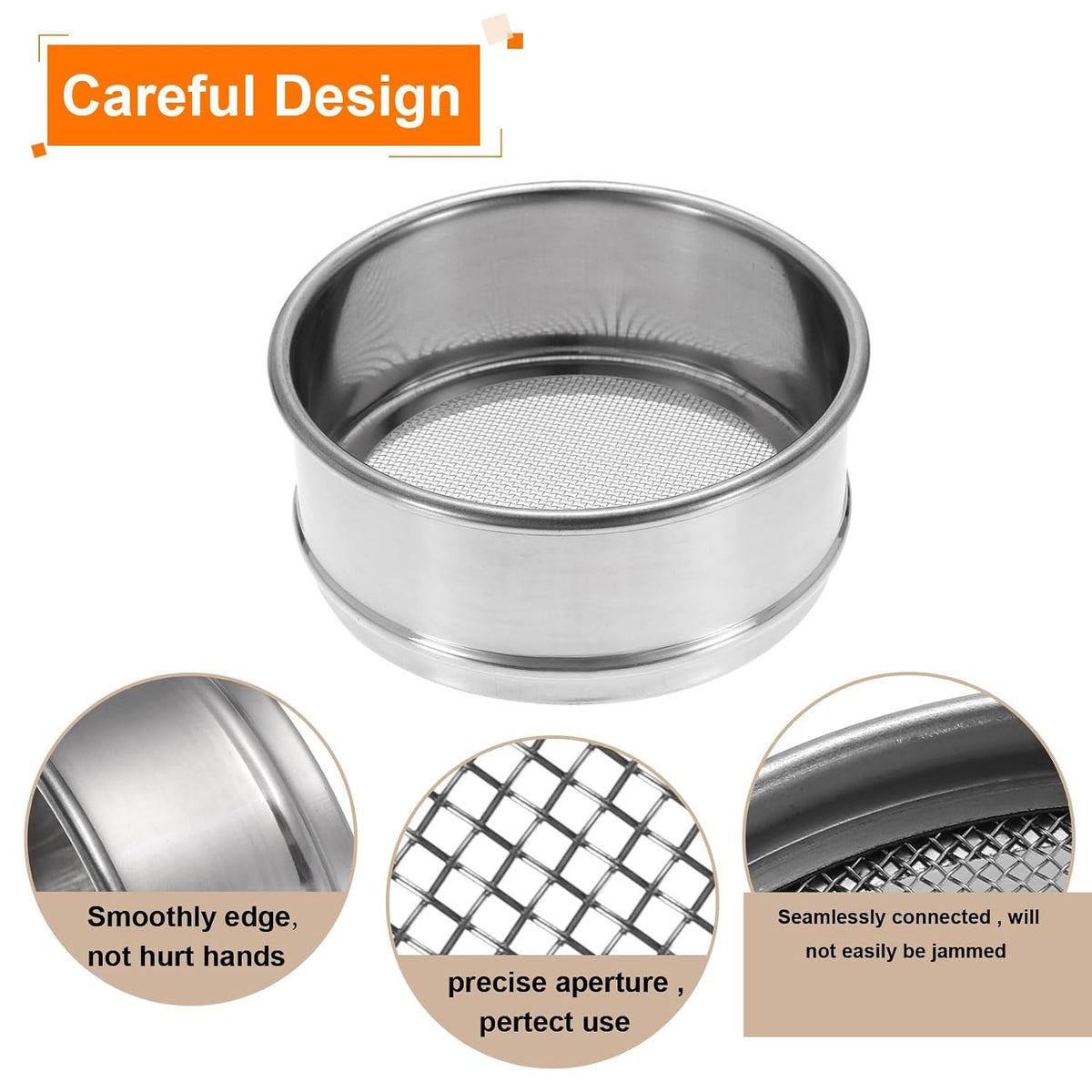 150 Mesh Lab Sieve, 4" Diameter Test Sieve 304 Stainless Steel Wire Cloth (0.1mm) for Industrial Laboratory - Colors A