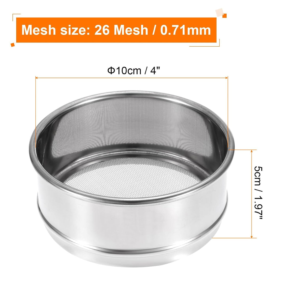 150 Mesh Lab Sieve, 4" Diameter Test Sieve 304 Stainless Steel Wire Cloth (0.1mm) for Industrial Laboratory - Colors A