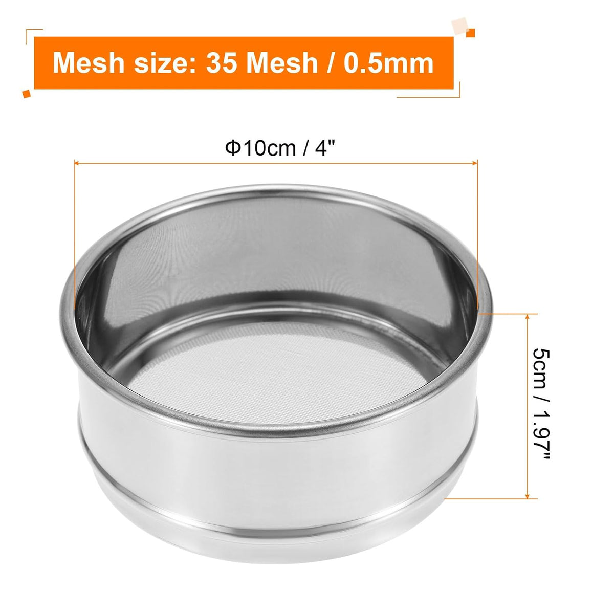 150 Mesh Lab Sieve, 4" Diameter Test Sieve 304 Stainless Steel Wire Cloth (0.1mm) for Industrial Laboratory - Colors A