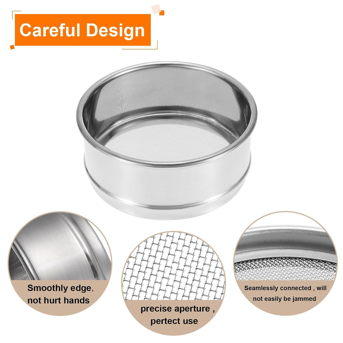 150 Mesh Lab Sieve, 4" Diameter Test Sieve 304 Stainless Steel Wire Cloth (0.1mm) for Industrial Laboratory - Colors A