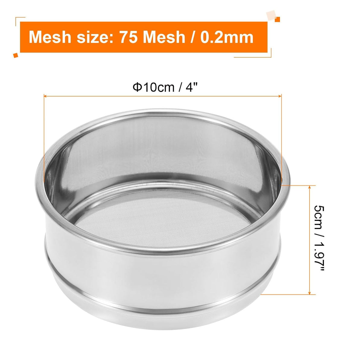 150 Mesh Lab Sieve, 4" Diameter Test Sieve 304 Stainless Steel Wire Cloth (0.1mm) for Industrial Laboratory - Colors A