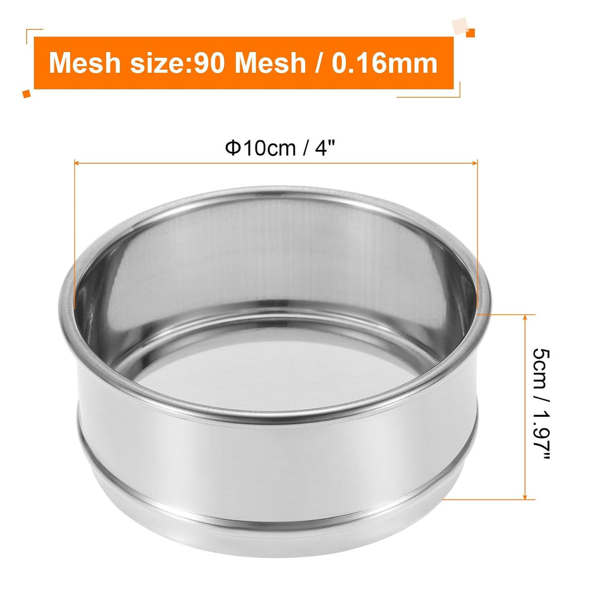 150 Mesh Lab Sieve, 4" Diameter Test Sieve 304 Stainless Steel Wire Cloth (0.1mm) for Industrial Laboratory - Colors A