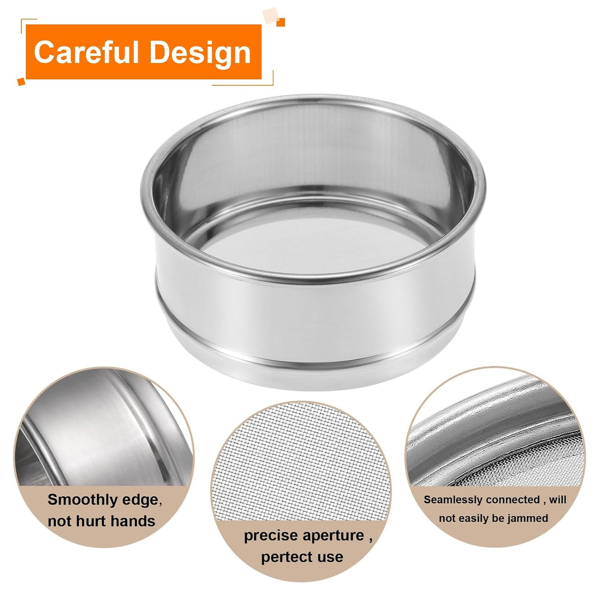 150 Mesh Lab Sieve, 4" Diameter Test Sieve 304 Stainless Steel Wire Cloth (0.1mm) for Industrial Laboratory - Colors A