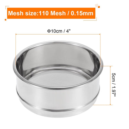 150 Mesh Lab Sieve, 4" Diameter Test Sieve 304 Stainless Steel Wire Cloth (0.1mm) for Industrial Laboratory - Colors A