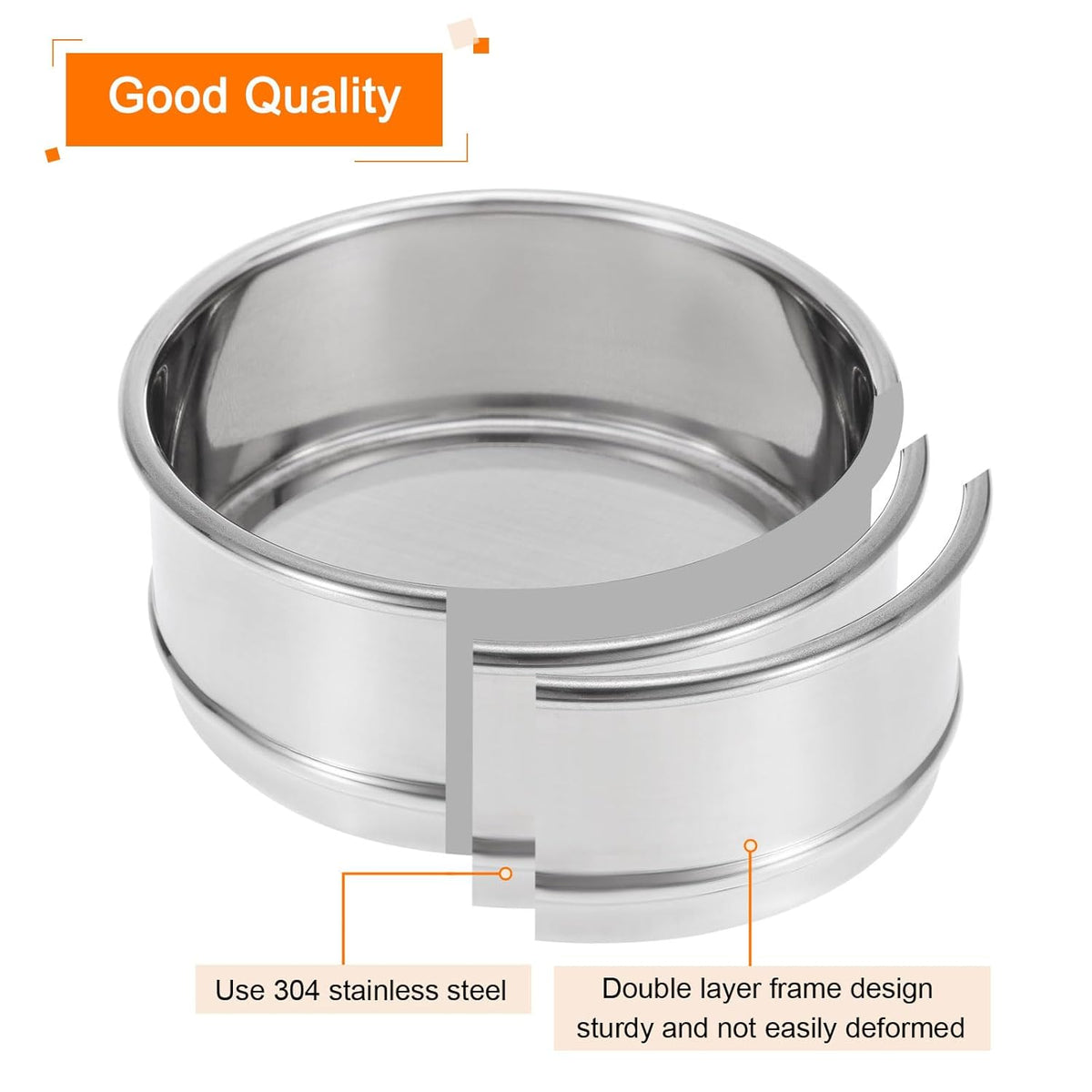 150 Mesh Lab Sieve, 4" Diameter Test Sieve 304 Stainless Steel Wire Cloth (0.1mm) for Industrial Laboratory - Colors A