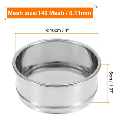 150 Mesh Lab Sieve, 4" Diameter Test Sieve 304 Stainless Steel Wire Cloth (0.1mm) for Industrial Laboratory - Colors A