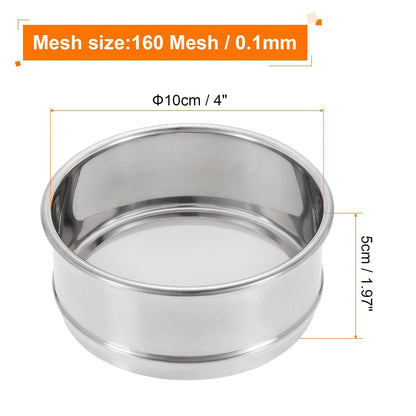 150 Mesh Lab Sieve, 4" Diameter Test Sieve 304 Stainless Steel Wire Cloth (0.1mm) for Industrial Laboratory - Colors A