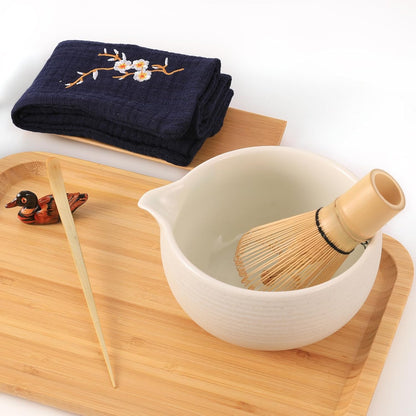 5 Pcs Japanese Matcha Tea Set, Matcha Whisk, Traditional Scoop, Tea Spoon, Scoop Holder, Ceramic Whisk Holder Handmade Matcha Ceremony Kit For Traditional Japanese Tea Ceremony