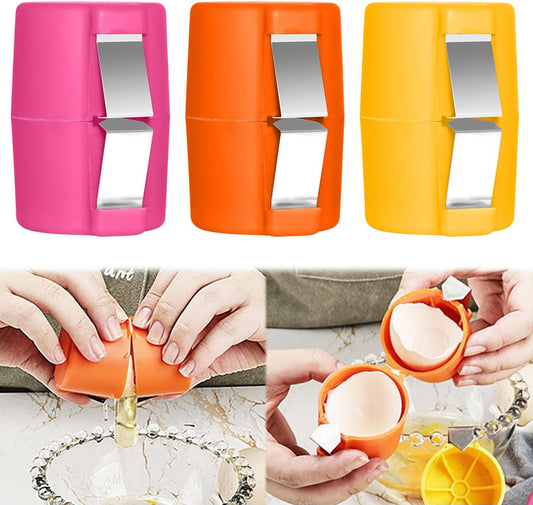 3 PCS Egg Shell Opener Egg Separator for Raw Eggs,Hard Boiled Egg Peeler Egg Cube Egg Separator,Quickly Cutting Off Cooked Eggs,Stainless Steel Eggshell Breaker Egg Shell Cutter Kitchen Gadgets