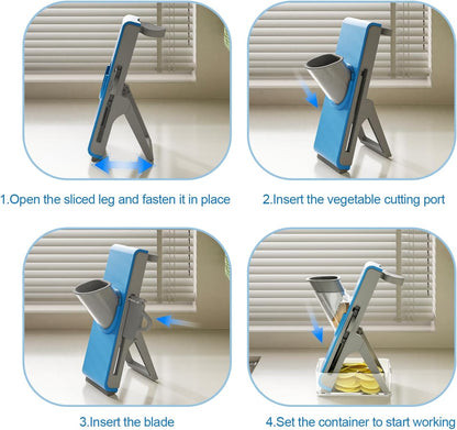 Mandoline Slicer for Kitchen - Vegetable Food Chopper, Cucumber Slicer, Detachable Easy to Clean Kitchen Chopping Artifact (White Blue)