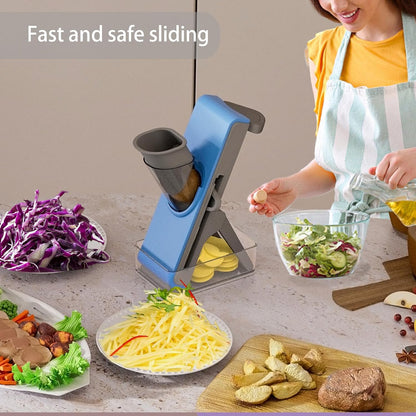 Mandoline Slicer for Kitchen - Vegetable Food Chopper, Cucumber Slicer, Detachable Easy to Clean Kitchen Chopping Artifact (White Blue)