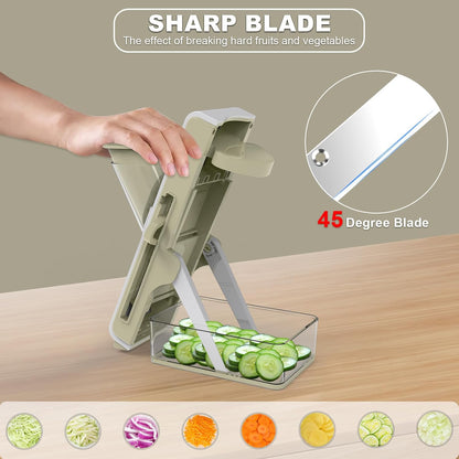 Mandoline Slicer for Kitchen - Vegetable Food Chopper, Cucumber Slicer, Detachable Easy to Clean Kitchen Chopping Artifact (White Blue)