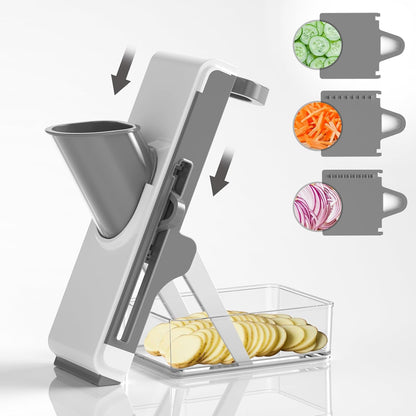 Mandoline Slicer for Kitchen - Vegetable Food Chopper, Cucumber Slicer, Detachable Easy to Clean Kitchen Chopping Artifact (White Blue)