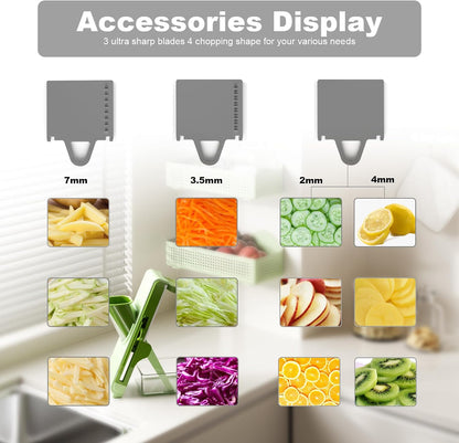 Mandoline Slicer for Kitchen - Vegetable Food Chopper, Cucumber Slicer, Detachable Easy to Clean Kitchen Chopping Artifact (White Blue)