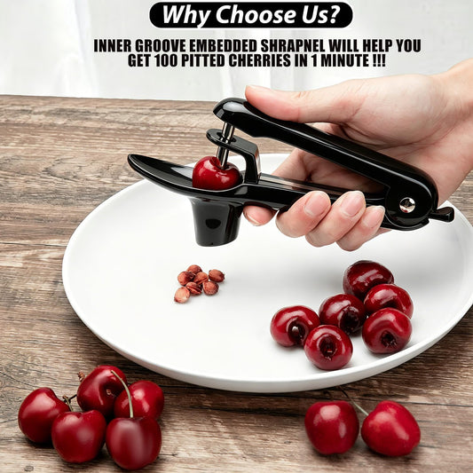 Cherry Pitter - Makmzoon Cherry Pitter Tool Stainless Steel Rod(Black) | Hand-held push design Easy to Clean and Store With Lock Design Great for Making Cherry Jam