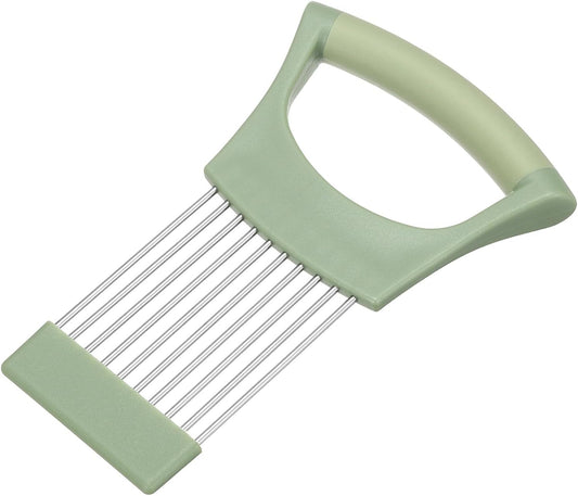 Onion Slicer Holder, Stainless Steel Vegetable Cutting Holder Food Cutter Tool for Slicing Storing Onions Tomatoes Potatoes Avocados Apples, Green