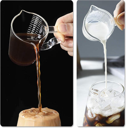 150ml Glass Measuring Cup Double Spouts Espresso Cup Shot Glass Heat-Resistant Handle Transparent Scale Ounce Measure Jugs Mixing Mug for Bar Party Wine Milk Coffee Liquid Heavy Glass Measuring Cup
