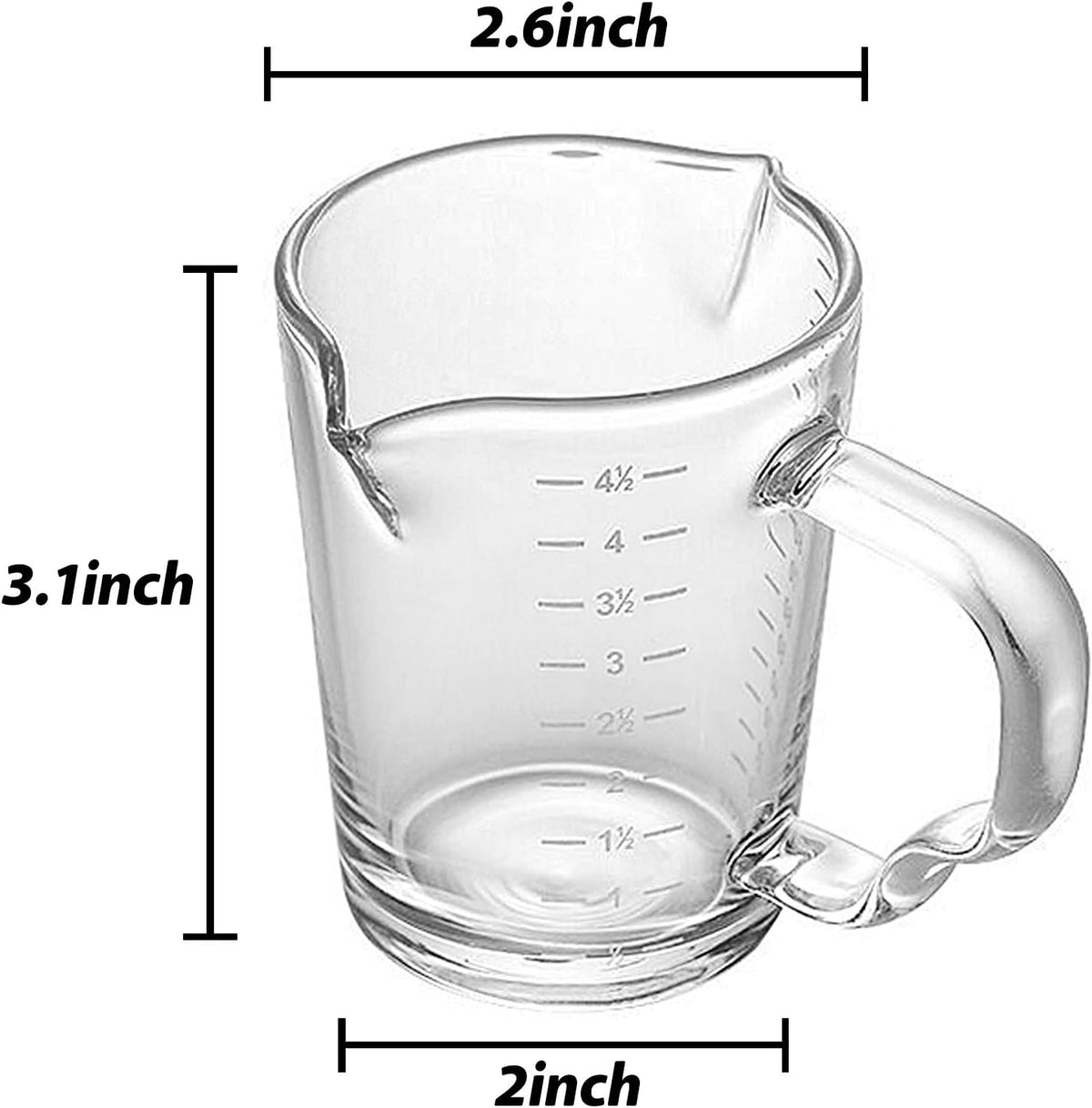 150ml Glass Measuring Cup Double Spouts Espresso Cup Shot Glass Heat-Resistant Handle Transparent Scale Ounce Measure Jugs Mixing Mug for Bar Party Wine Milk Coffee Liquid Heavy Glass Measuring Cup