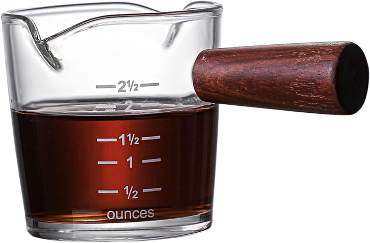 150ml Glass Measuring Cup Double Spouts Espresso Cup Shot Glass Heat-Resistant Handle Transparent Scale Ounce Measure Jugs Mixing Mug for Bar Party Wine Milk Coffee Liquid Heavy Glass Measuring Cup
