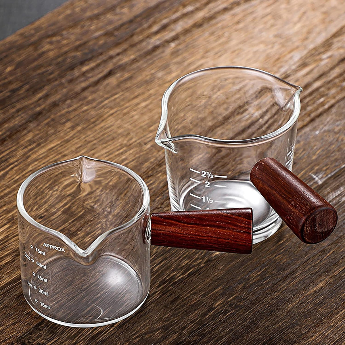 150ml Glass Measuring Cup Double Spouts Espresso Cup Shot Glass Heat-Resistant Handle Transparent Scale Ounce Measure Jugs Mixing Mug for Bar Party Wine Milk Coffee Liquid Heavy Glass Measuring Cup