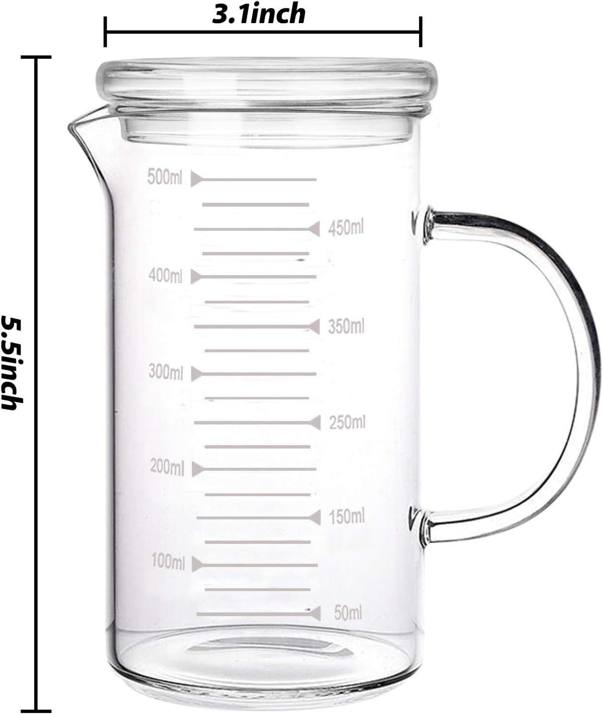 150ml Glass Measuring Cup Double Spouts Espresso Cup Shot Glass Heat-Resistant Handle Transparent Scale Ounce Measure Jugs Mixing Mug for Bar Party Wine Milk Coffee Liquid Heavy Glass Measuring Cup