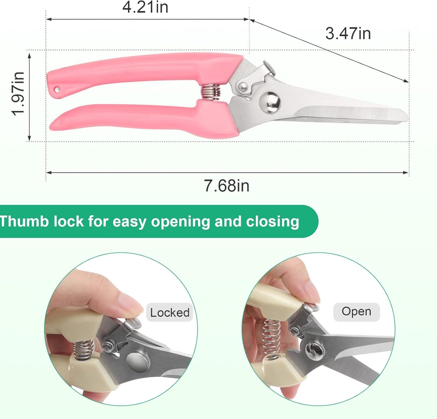 Premium Germany - Steel Pruning Shears, Work 3 Times Easier, Pruners Heady Duty, Sharp Garden Clippers Cuting Florist Flower, Hedge, Herb, Rose, Indoor Live Plants, Arthritis Weak Hand Snips