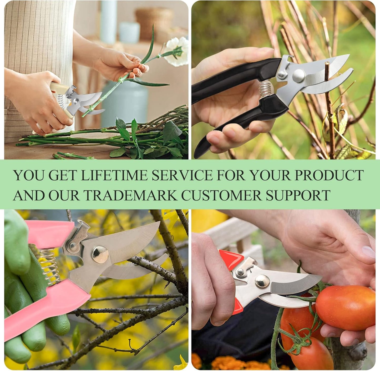 Premium Germany - Steel Pruning Shears, Work 3 Times Easier, Pruners Heady Duty, Sharp Garden Clippers Cuting Florist Flower, Hedge, Herb, Rose, Indoor Live Plants, Arthritis Weak Hand Snips
