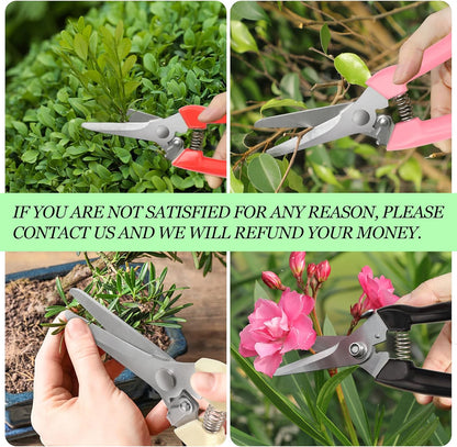 Premium Germany - Steel Pruning Shears, Work 3 Times Easier, Pruners Heady Duty, Sharp Garden Clippers Cuting Florist Flower, Hedge, Herb, Rose, Indoor Live Plants, Arthritis Weak Hand Snips
