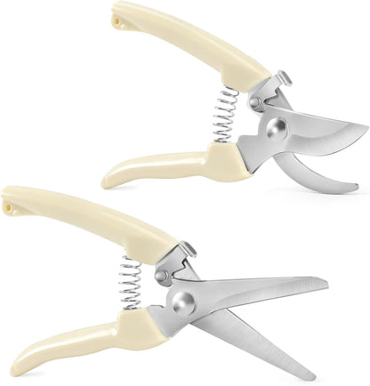 Premium Germany - Steel Pruning Shears, Work 3 Times Easier, Pruners Heady Duty, Sharp Garden Clippers Cuting Florist Flower, Hedge, Herb, Rose, Indoor Live Plants, Arthritis Weak Hand Snips
