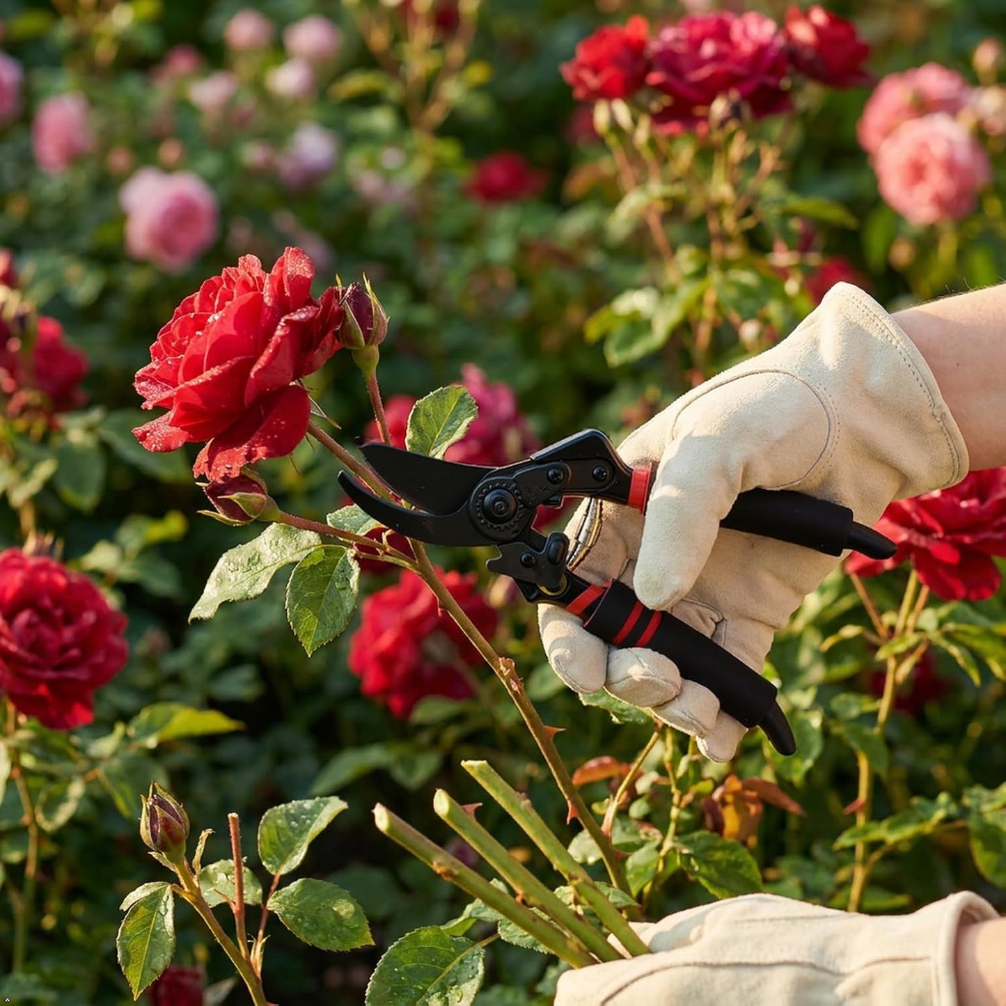 Premium Germany - Steel Pruning Shears, Work 3 Times Easier, Pruners Heady Duty, Sharp Garden Clippers Cuting Florist Flower, Hedge, Herb, Rose, Indoor Live Plants, Arthritis Weak Hand Snips