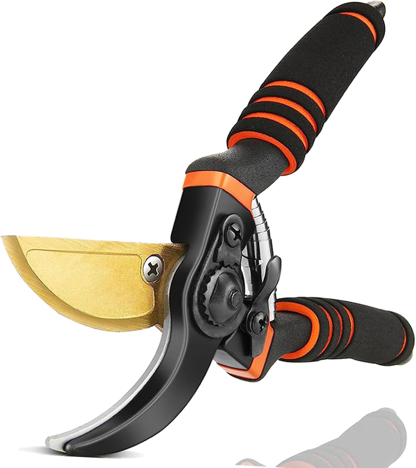 Premium Germany - Steel Pruning Shears, Work 3 Times Easier, Pruners Heady Duty, Sharp Garden Clippers Cuting Florist Flower, Hedge, Herb, Rose, Indoor Live Plants, Arthritis Weak Hand Snips
