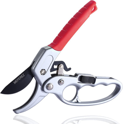 Premium Germany - Steel Pruning Shears, Work 3 Times Easier, Pruners Heady Duty, Sharp Garden Clippers Cuting Florist Flower, Hedge, Herb, Rose, Indoor Live Plants, Arthritis Weak Hand Snips