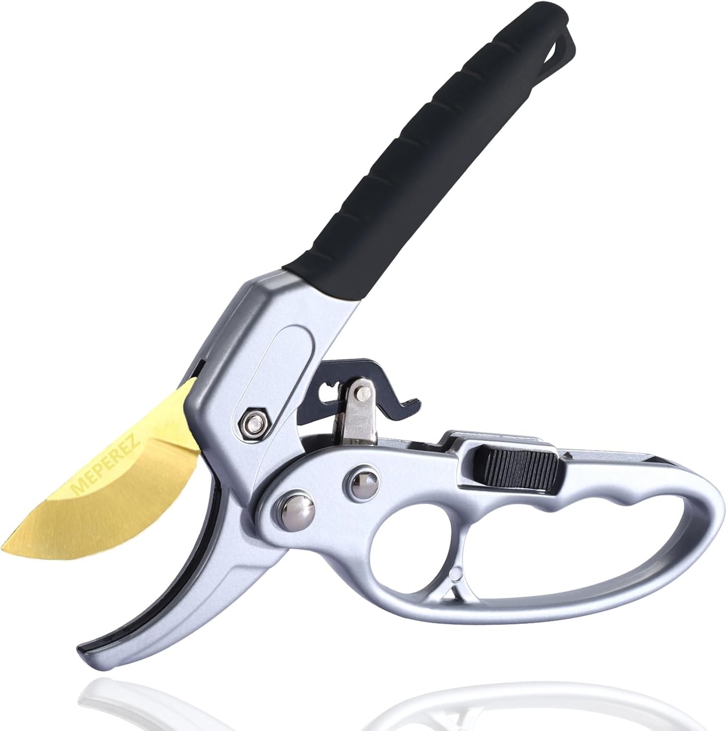 Premium Germany - Steel Pruning Shears, Work 3 Times Easier, Pruners Heady Duty, Sharp Garden Clippers Cuting Florist Flower, Hedge, Herb, Rose, Indoor Live Plants, Arthritis Weak Hand Snips