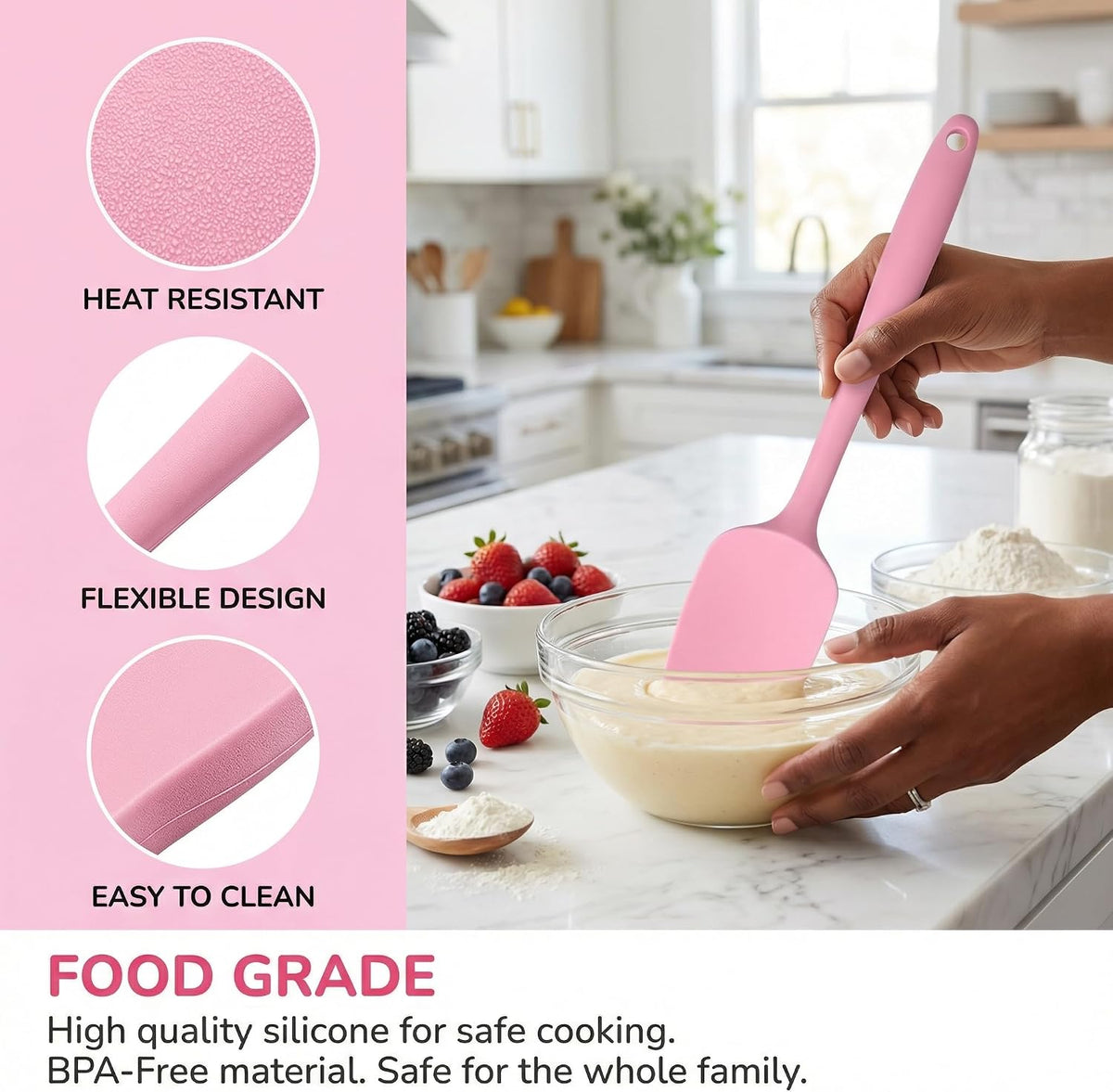 5 Pcs Silicone Spatula,Food Grade Rubber Spatula, Spatulas Silicone Heat Resistant, Used for Baking, Cooking, non Stick, Dishwasher Safe, BPA Free