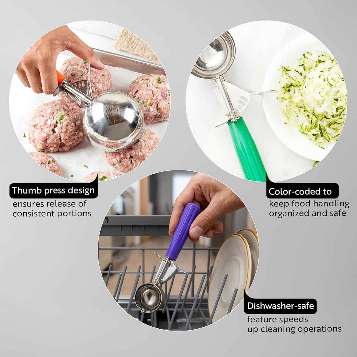 Met Lux 8 Ounce Portion Scoop 1 Durable Disher Scoop - Thumb Trigger Orange Stainless Steel Ice cream Disher For Portion Control For Ice Cream Mashed Potato And Cookie Batter