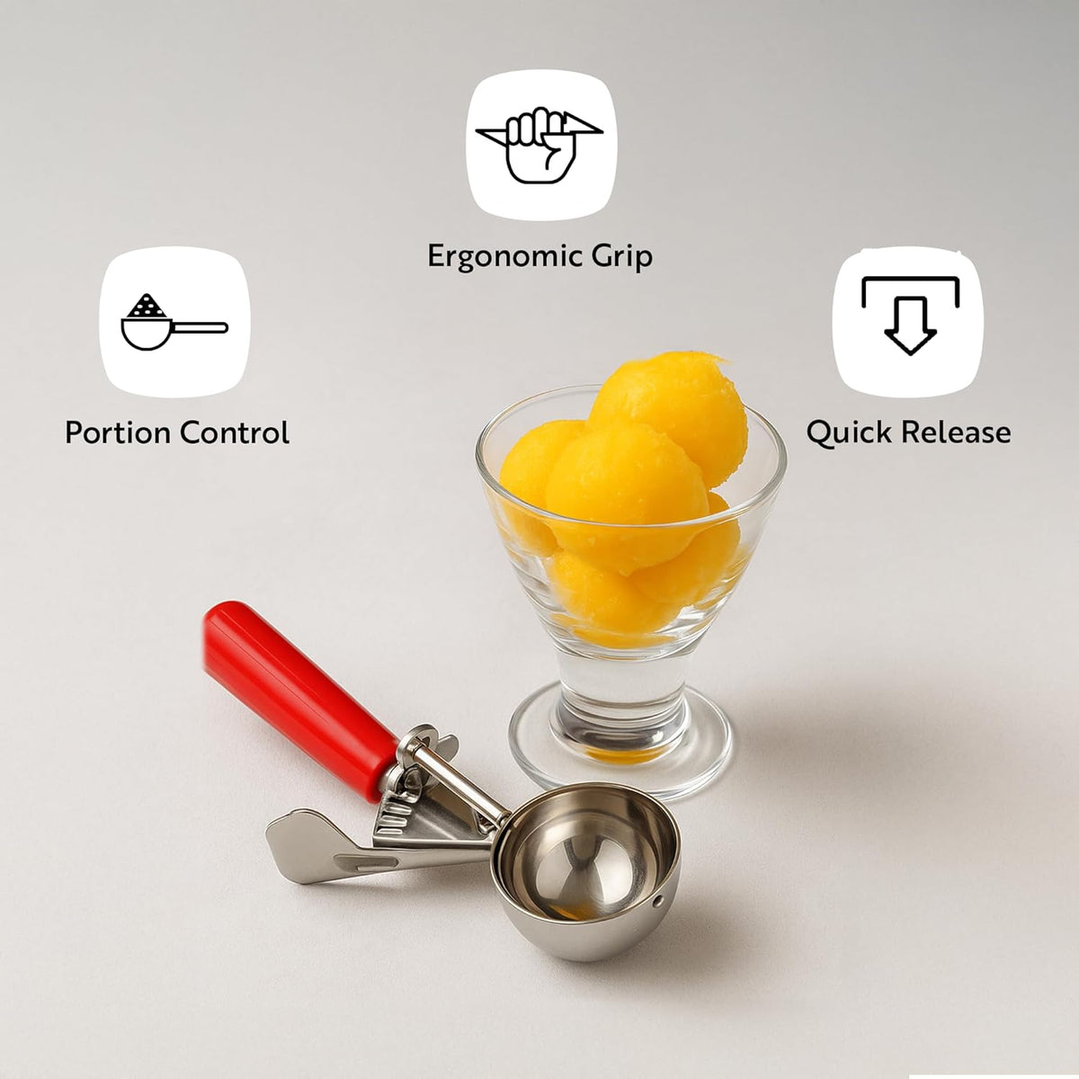 Met Lux 8 Ounce Portion Scoop 1 Durable Disher Scoop - Thumb Trigger Orange Stainless Steel Ice cream Disher For Portion Control For Ice Cream Mashed Potato And Cookie Batter