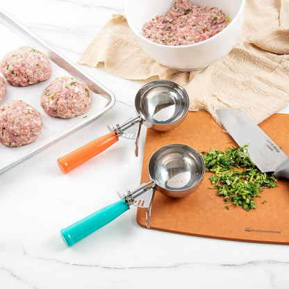 Met Lux 8 Ounce Portion Scoop 1 Durable Disher Scoop - Thumb Trigger Orange Stainless Steel Ice cream Disher For Portion Control For Ice Cream Mashed Potato And Cookie Batter