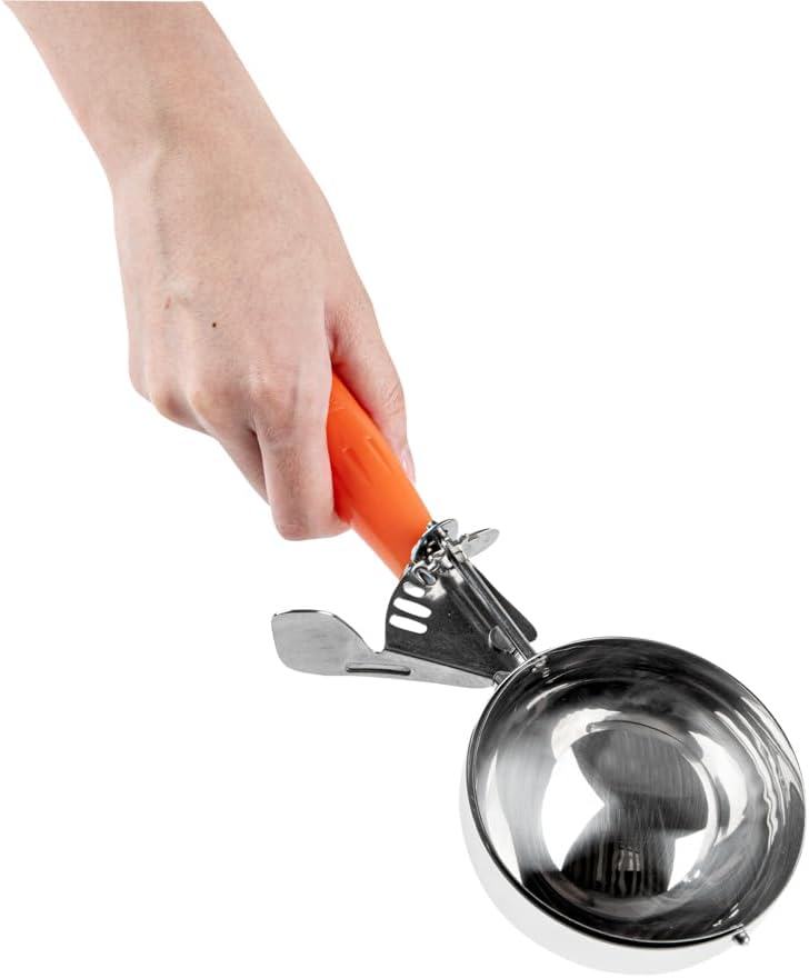 Met Lux 8 Ounce Portion Scoop 1 Durable Disher Scoop - Thumb Trigger Orange Stainless Steel Ice cream Disher For Portion Control For Ice Cream Mashed Potato And Cookie Batter