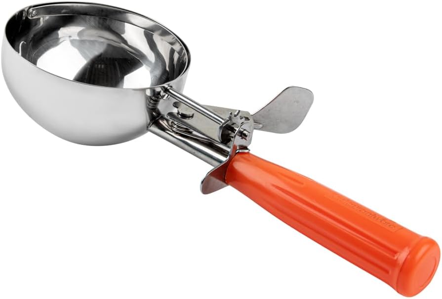 Met Lux 8 Ounce Portion Scoop 1 Durable Disher Scoop - Thumb Trigger Orange Stainless Steel Ice cream Disher For Portion Control For Ice Cream Mashed Potato And Cookie Batter