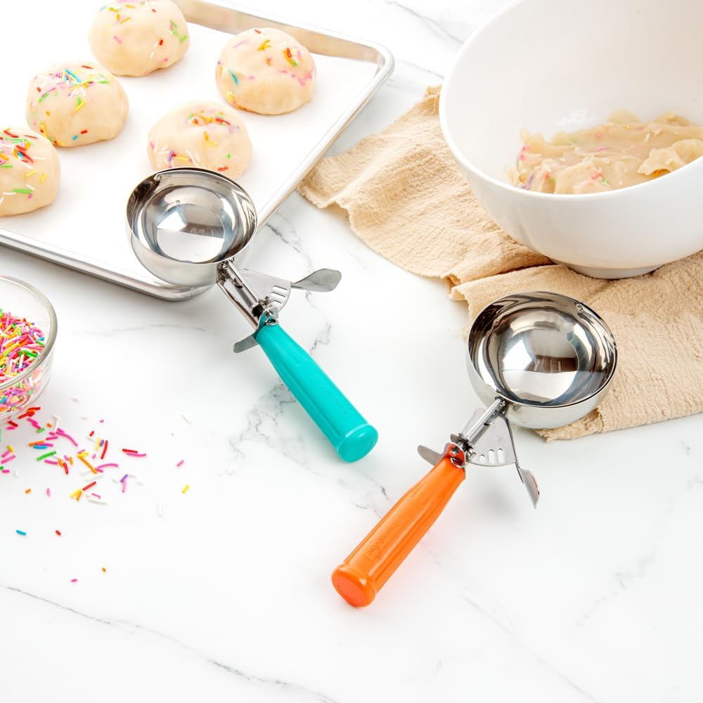 Met Lux 8 Ounce Portion Scoop 1 Durable Disher Scoop - Thumb Trigger Orange Stainless Steel Ice cream Disher For Portion Control For Ice Cream Mashed Potato And Cookie Batter